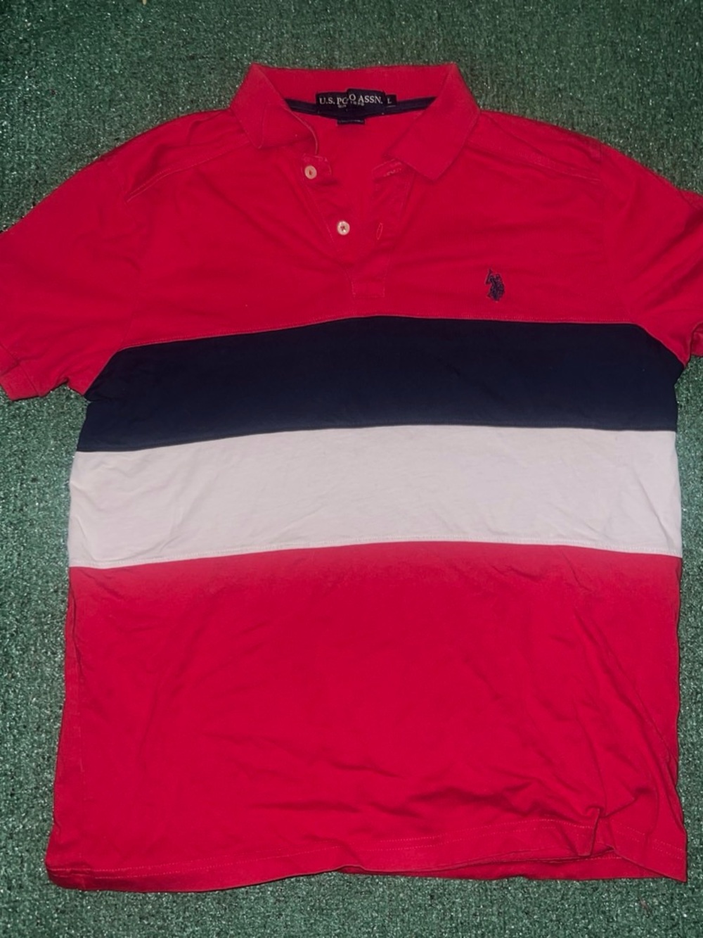 U.S. Polo Assn. Red, Navy & White Striped Polo Shirt
